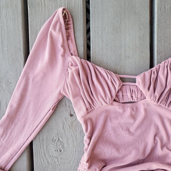 Princess Polly Erase Me Ruched Bodycon Dress Mini Long Sleeve Ribbed Pink‎ 2US - Picture 6 of 10